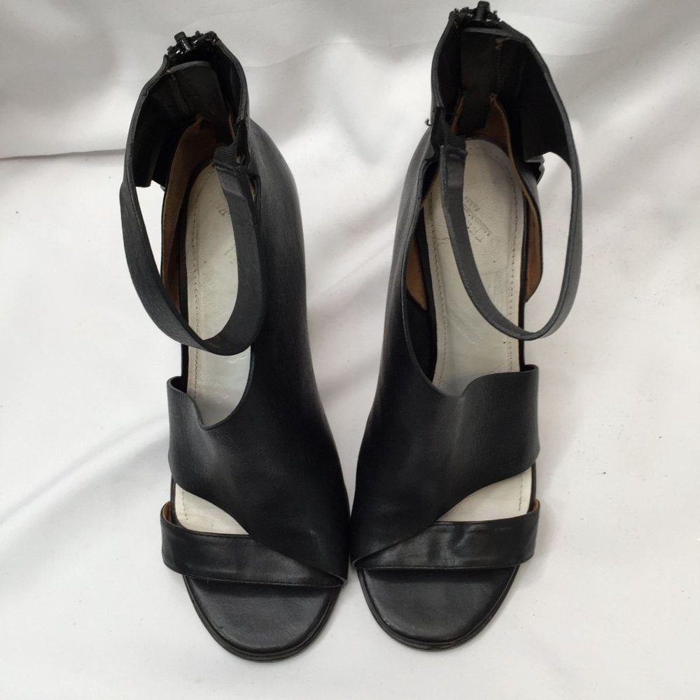 Mason Martin Margiela Stiletto Womens Heels 38.5 M Black Leather Peep-toe Shoes - Picture 10 of 11